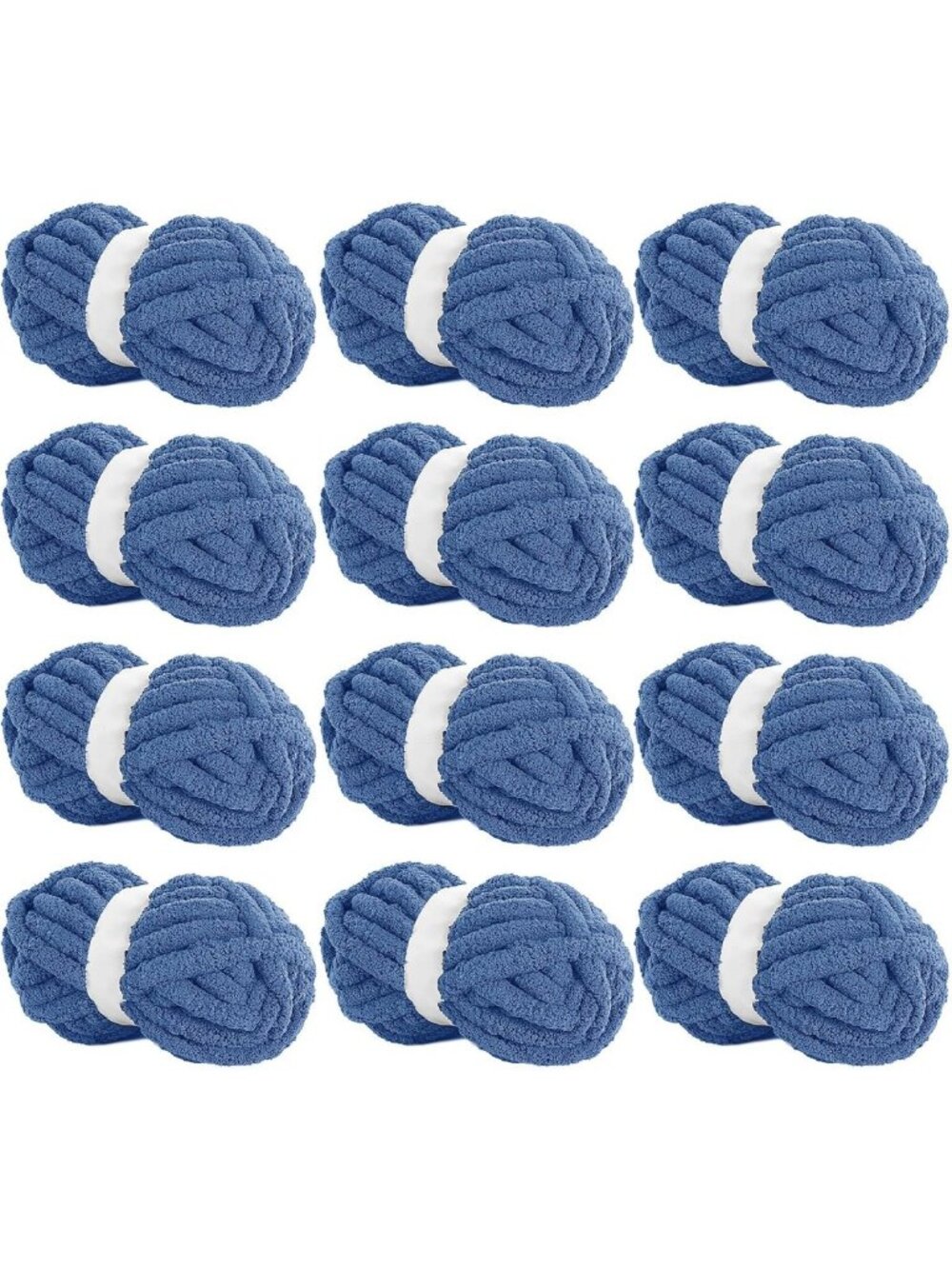 Super Bulky Country Blue Chenille Yarn - Soft Plush for Knitting & Crocheting